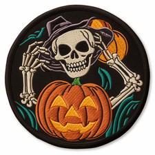Skeleton Patch Iron-on Embroidered Applique Clothing Halloween Jack-O-Lantern