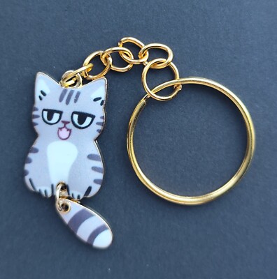 Süßer Schlüsselanhänger Kawaii grau Tabby Kätzchen Katze