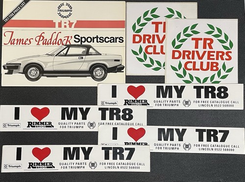 Restposten Triumph TR7 TR8 Aufkleber plus Preisliste