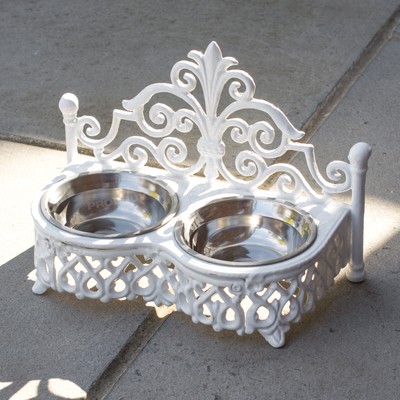 cast iron dog bowl holder