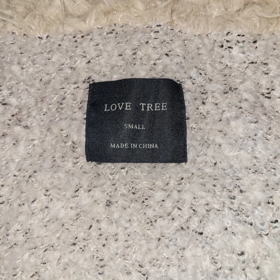 Cárdigan Love Tree Acrílico Lana Imitación Cuero Borde Boho Abierto Suéter WMNS TALLA SM Foto 3 de 4