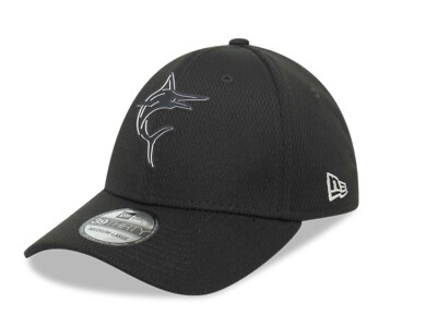 #ad Authentic New Era Men Miami Marlins Black Club House Tech 39THIRTY Flex Cap Hat $40.49
