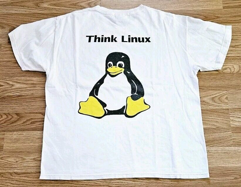Rare Vintage 90s Think Linux Penguin Power PC T-Shirt XL Tech Computer Software image 2