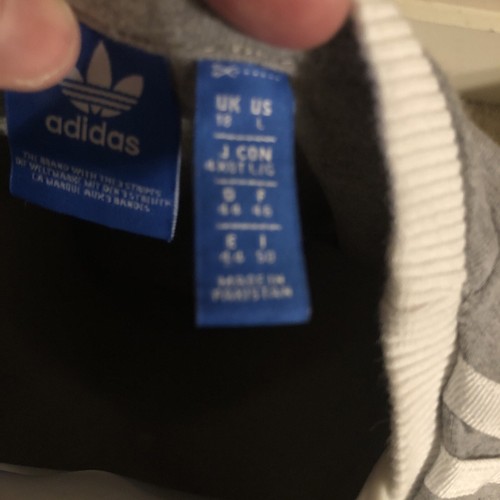 Adidas T-Shirt Girls L Long Sleeve Crew Neck Graphic Logo GREY GIRLS L 3 STRIPES - Picture 4 of 5