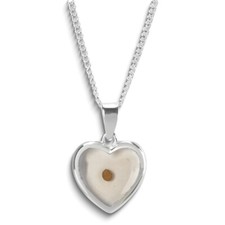 Silver-plated Mustard Seed Faith Acrylic Heart 18 inch Necklace on Poem Card
