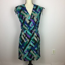 Banana Republic Wrap A-Line Dress Sz 4 Women Sleeveless Elastic Waist Multicolor