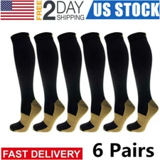 Copper Ankle Brace Compression Sleeve Support Socks Foot Fasciitis Pain Relief