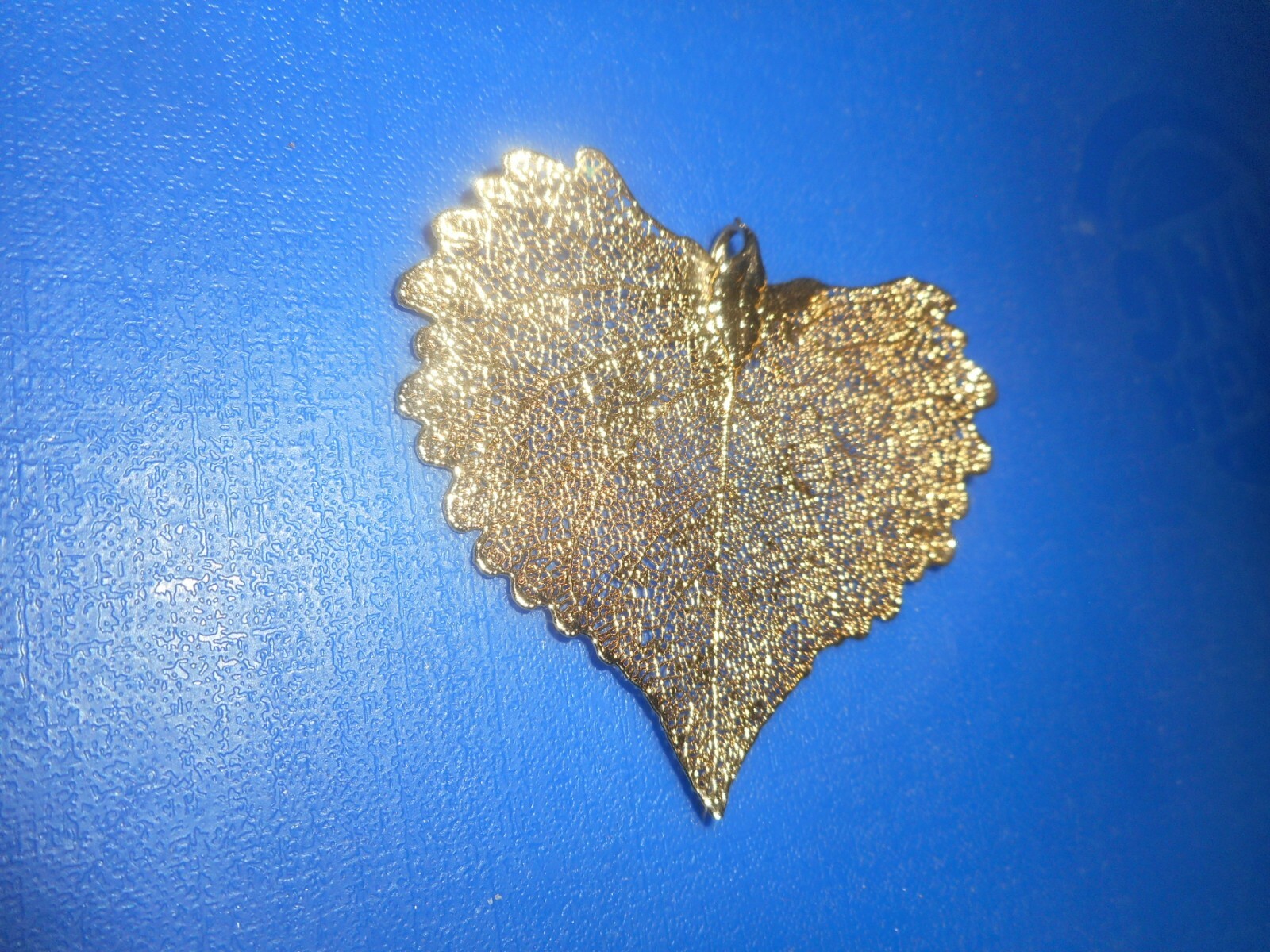 GOLD DIPPED PENDANT VINTAGE REAL LEAF Skeleton Go… - image 4
