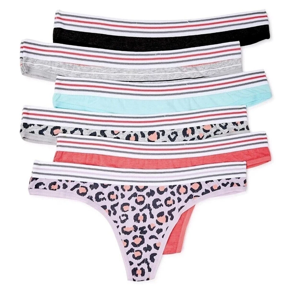 Secret Treasures Womens 20 XXL 6 Pair Cotton Stretch Animal Print Thongs NEW - Image 2 of 4