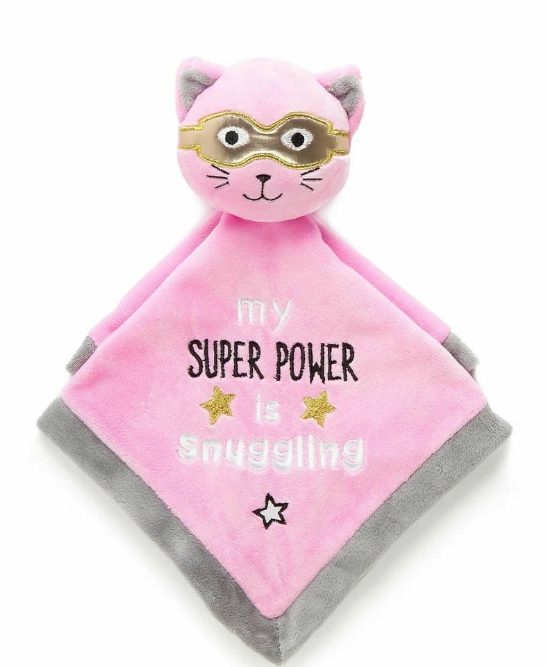 Rima Infantil, 13"x13" Bebé Niña Superhéroe Gato Acurrucarse Acurrucarse Acurrucarse | Manta de Seguridad  Foto 2 de 2