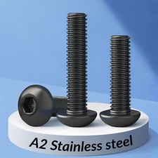 M2 - M8 Socket Button Head Screws High Tensile Black Allen Key Bolts A2ss