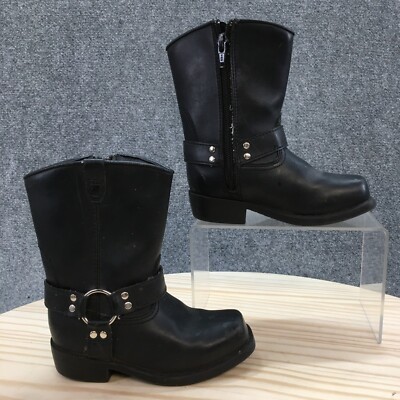 TKS Boots Child 9 M Lil Henry Motorcycle Biker Ankle Booties Black Faux Leather