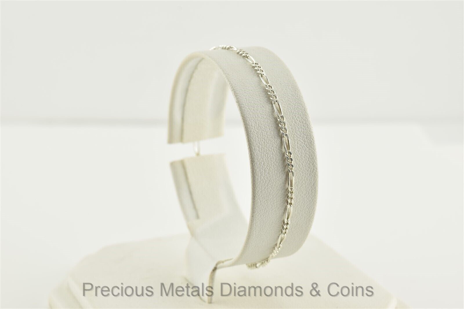 Sterling Silver 2mm Solid Figaro Layering Link Br… - image 3