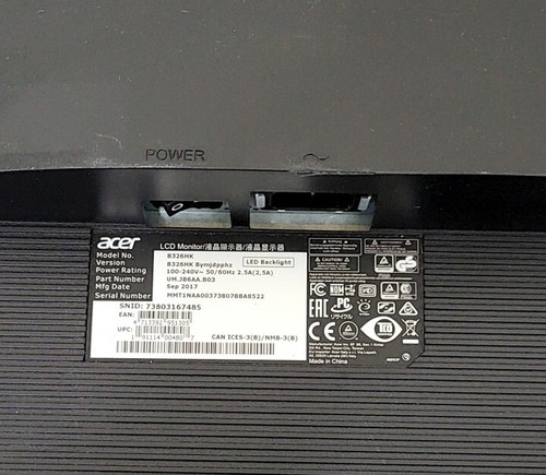ACER B326HK 32" LCD Monitor GRADE C DVI HDMI DP SEE NOTES - Picture 6 of 9