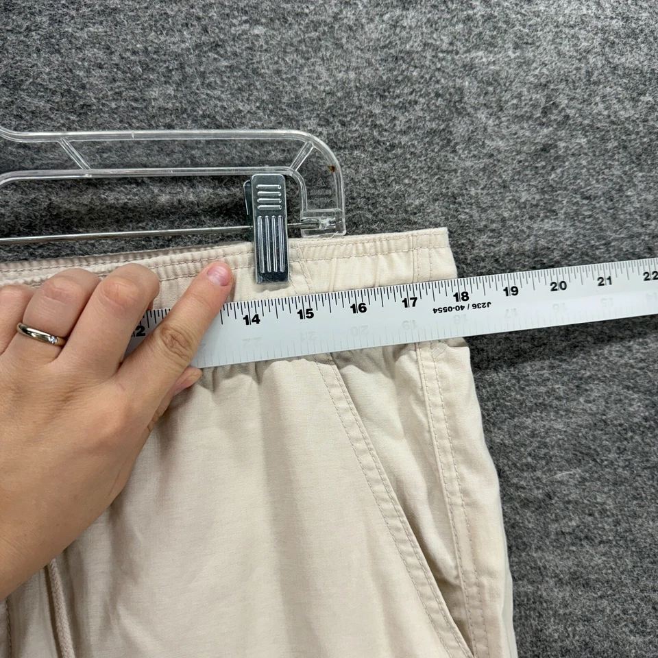 Pantalones cargo Lucky Brand para mujer L grandes beige tiro alto cordón algodón recto Foto 3 de 4