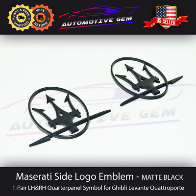 For Maserati Side Emblem Matte Black Quarterpanel Badge Ghibli Quattroporte/