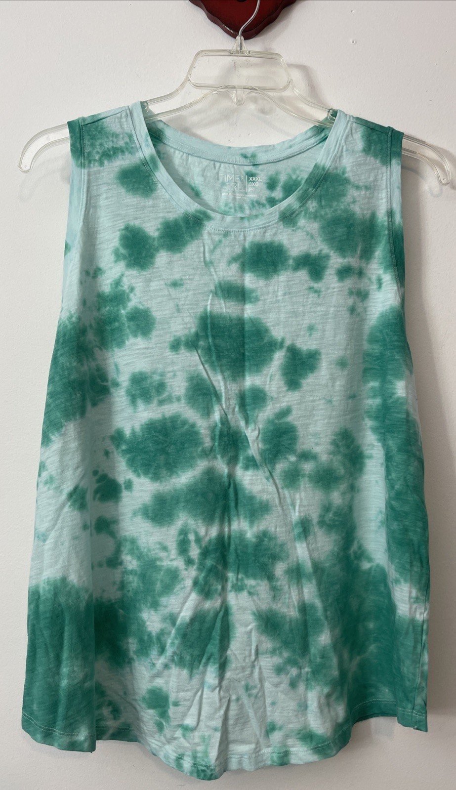 Time and Tru Womens 3xl Green Tie-Dye Sleeveless Tunic Tank Top NWT! A6297