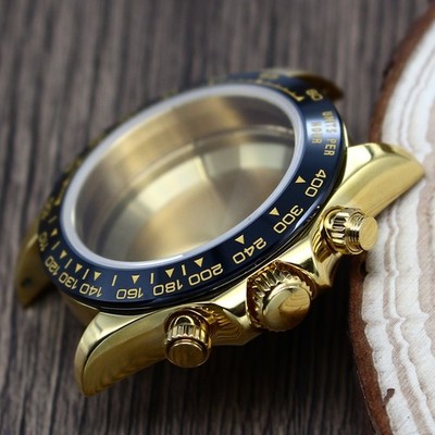 Ändern Daytona Mod 39mm goldener Stahl Uhrengehäuse Saphir 10ATM für Seiko VK63