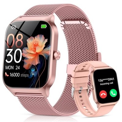  Smart Watch for Women (2 Bands), Bluetooth Call Smartwatch with AI Rosy