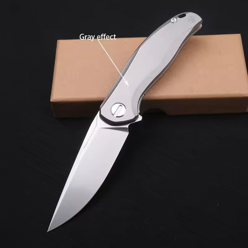 New TC4 Titanium Alloy Blue Gray Effect Tactical Outdoor Camping EDC Pocketknife