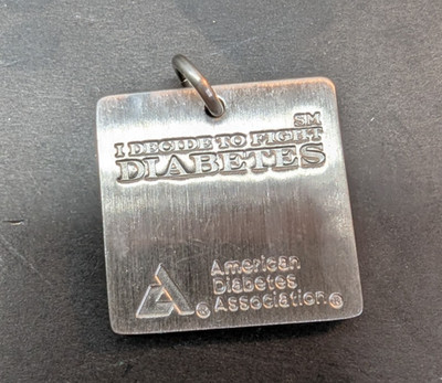 ADA American Diabetes Association Keychain Keyring Tag ID SM Metal Silver Tone