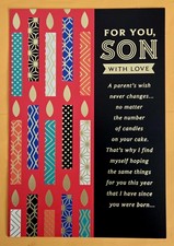 'For You SON, With Love" Birthday Large Format Greeting Card 5.5x8.0" Envelope 