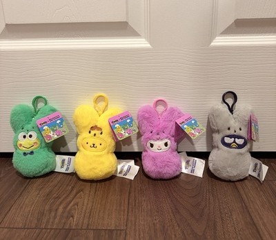 Peeps X Hello Kitty & Friends 5'' Backpack Clips Set Of 4 Easter Plush NEW