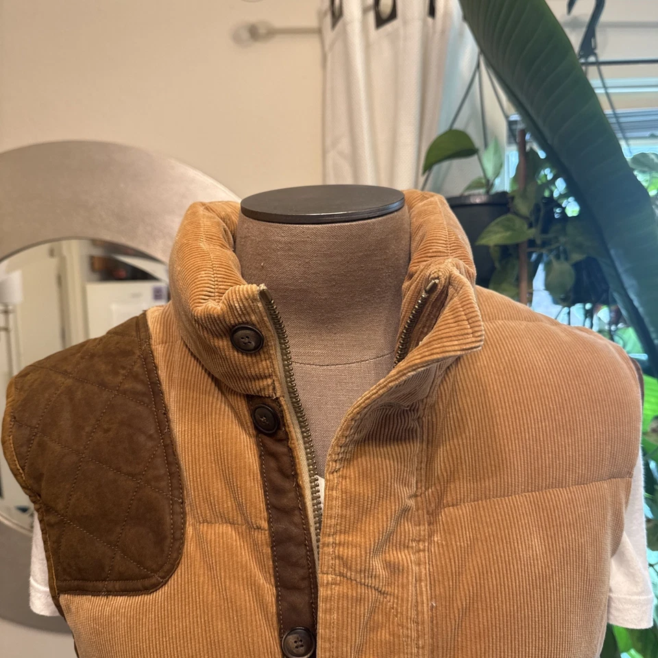 Polo Ralph Lauren XL Tostado Camel Pana Cuero Acolchado RRL Plumón Chaqueta Chaleco Foto 4 de 4