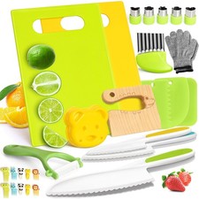 Kids Kitchen Tools 28pc Crocodile Set Montessori Toddler Knife Set
