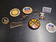 Lot Of 10 Vintage Railroad Pins Union Pacific Wabash Memorabilia
