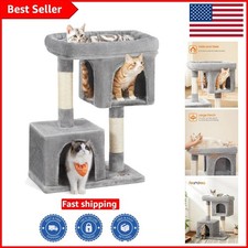 Luxurious 33.1-Inch Plush Cat Tree for Large Cats with 2 Caves Scratching Post