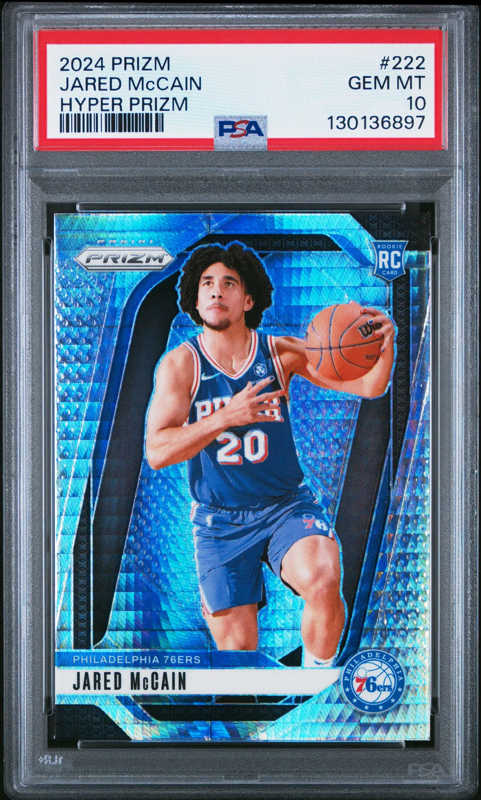 2024-25 Panini Prizm Jared Mccain #222 Hyper RC Rookie PSA 10