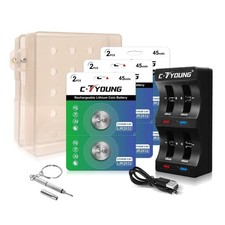 Lir2032 Rechargeable Battery Replace Cr2032 Batteries with Charger 6 Pack 3.6V