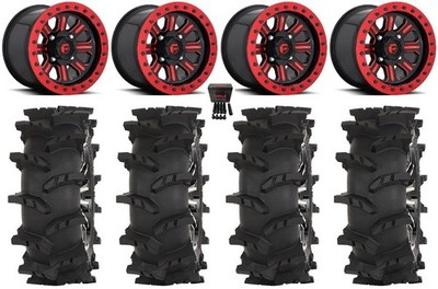 Fuel Hardline Bdlk 15'' Wheels Red 33'' Outlaw Max Tires Kawasaki Mule Pro FXT