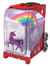 Zuca Unicorn Sport Insert Bag Red Frame Flashing Wheels Travel