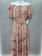Anthropologie Kindred PM Blush Pink Lined Embroidered Smocked Cottagecore Dress