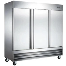 82" Commercial Freezer, ICECASA 3 Door Commercial Reach-In Freezer 72 Cu.ft