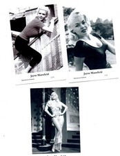3 B&W Jayne Mansfield  Movie Star Post Cards (2000) - Unused, excellent