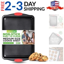 Kitchen 15” Non Stick Cookie Sheet, Medium Gray Commercial Grade Restaurant Q...
