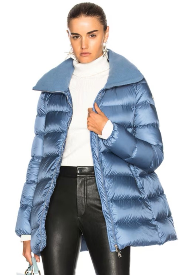Authentic Women's MONCLER Torcyn Down Puffer Jacket Coat Blue Size 0 ~XS