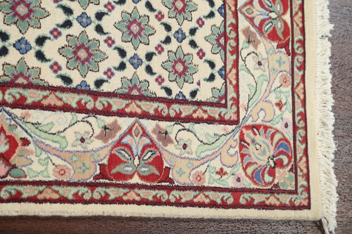 Ivory Vegetable Dye Aubusson Wool Accent Rug 4x6 ft Hand-knotted Oriental Carpet - Picture 10 of 18