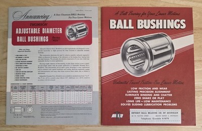 Thomson Industries Manhasset  1957 Ball Bushings 10pg  Dealer Brochure *Original