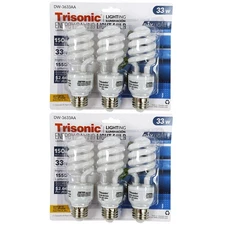 6 PC Daylight Bulb Light 33 W Energy 150 Watt Output White Compact Fluorescent