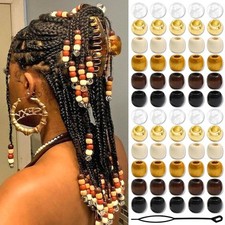 60Pcs Wooden Hair Beads for Braid 6 Color Hair Jewelry Braids Loc Dreadlock Acce