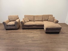 Taylor Fabric Armchair & Right-Hand Chaise Corner Sofa – Beige