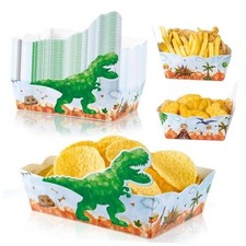 Dinosaur Birthday Decorations - 24 PCS Dinosaur Paper Food Green Dinosaur