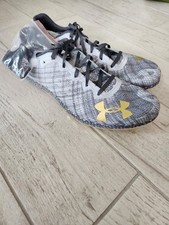 NEW Under Armour UA HOVR Shakedown W/ Spikes Men  s Size 13 White/Gold Cleats