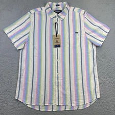 Chubbies Soft Serve Friday Shirt Mens Large Stripe Button Front Casual Colorful