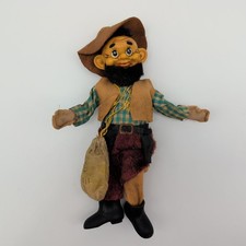 Vintage Plastic Face Doll Knee Hugger Bearded Hillbilly Hobo Ornament Japan