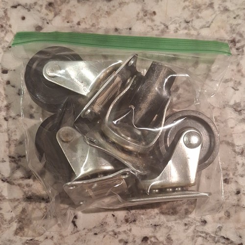 Metal Caster Wheels with Mounting Plates Set